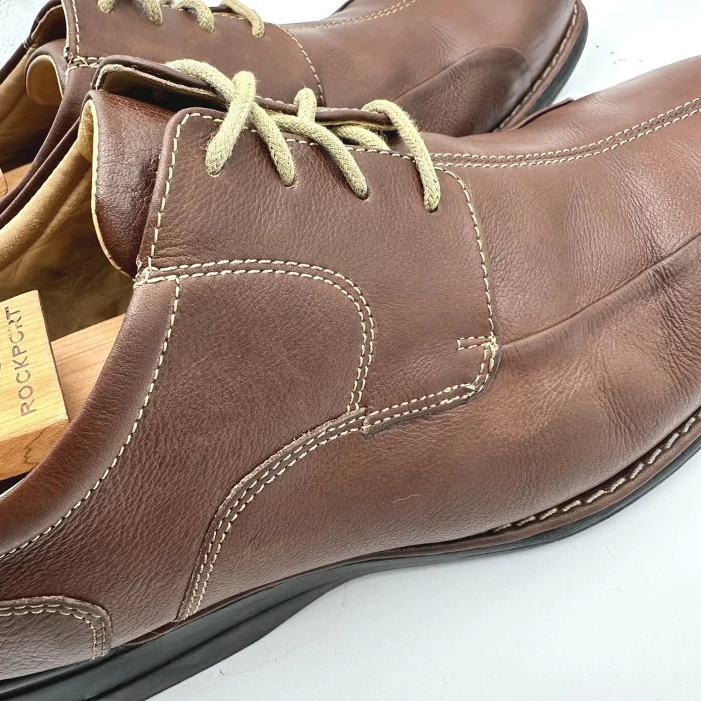 Johnston & Murphy Shuler Bicycle Mens Brown Leather Oxford Dress Shoes 12 M
